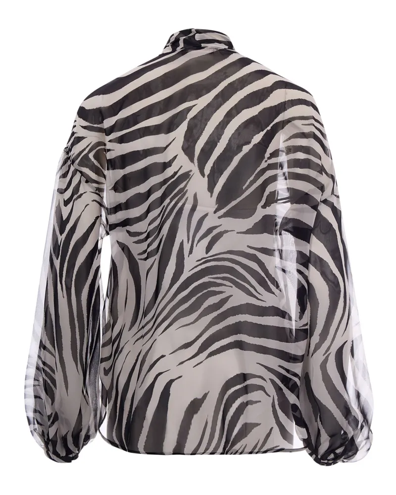 Max Mara Women's Blouse Printed Chiffon Black Blouses Shirt Black