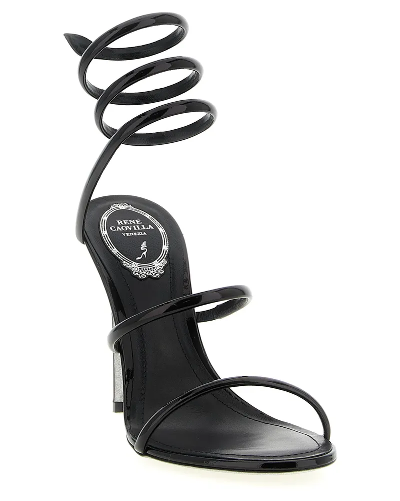 René Caovilla Women's Black Calfskin Stiletto Heel Sandals Black