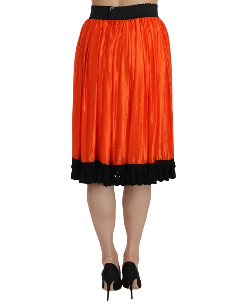 Dolce & Gabbana Pleated Nylon Silk Skirt — Orange Orange