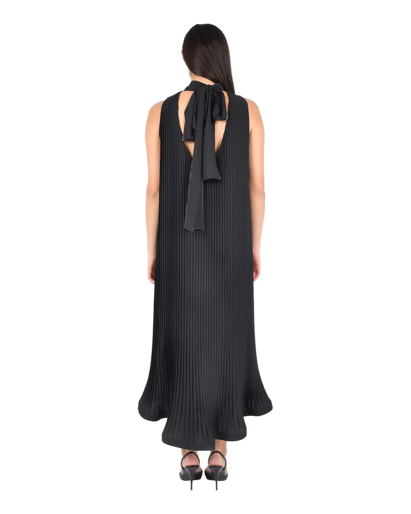 P.A.R.O.S.H. Women Black Midi Dress With Sash Closure Polyester Black
