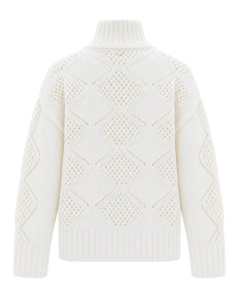 Liu Jo Openwork Beaded Sweater — White White