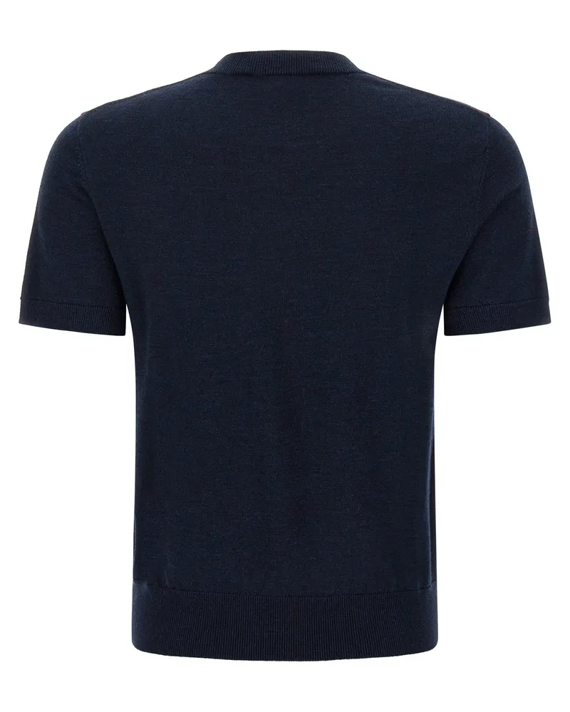 Tory Burch Argyle Knit Sweater — Navy Navy