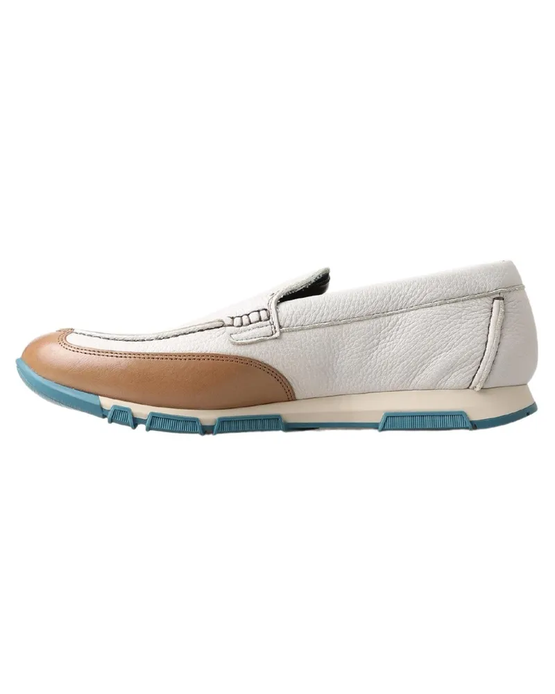 Dolce & Gabbana Men's White Leather Loafers Moccasins Shoes White