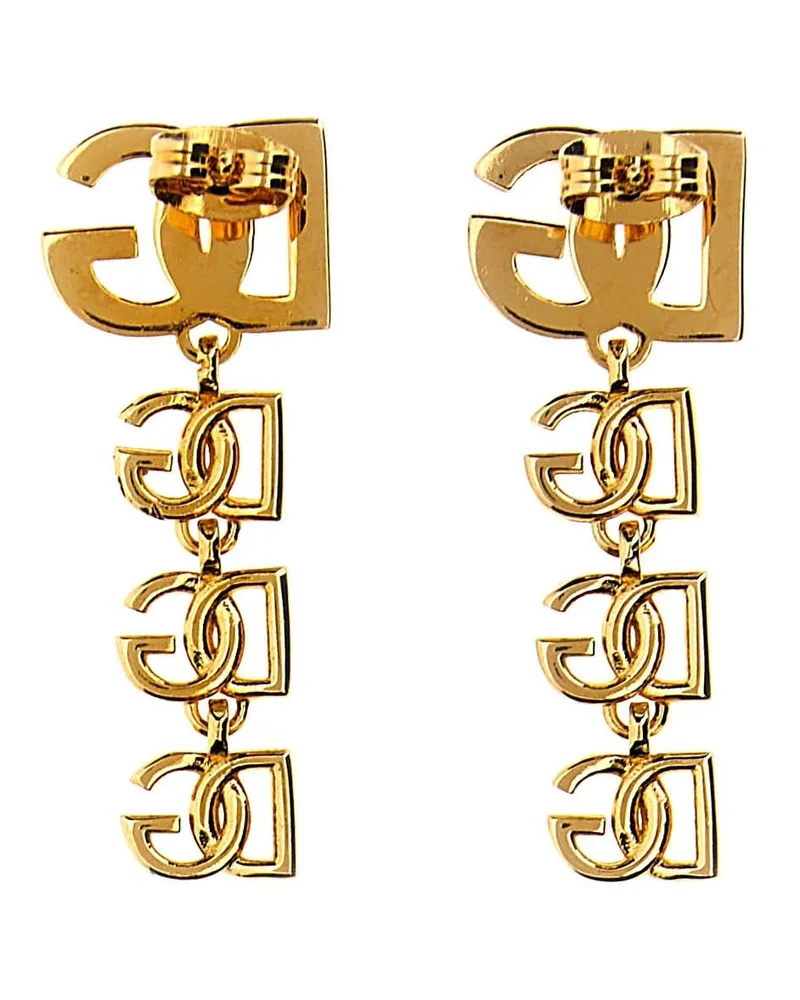 Dolce & Gabbana Logo-Pendant Drop Earrings — Gold Gold