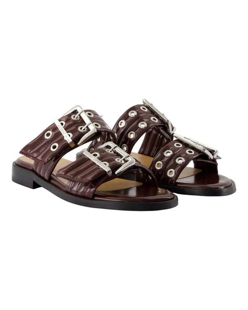 Ganni Women's Feminine Sandals -  Synthetic Burgundy Shoes Flat-Shoes Burgundy