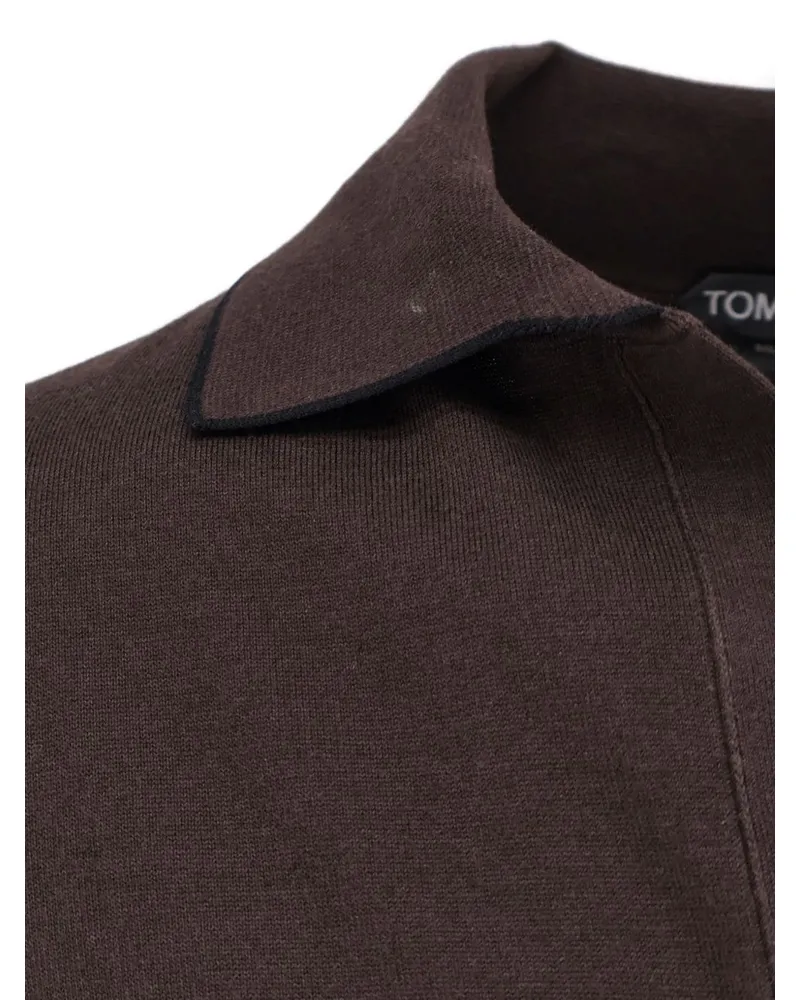 Tom Ford Men's Polo Shirt Chocolate Cotton T-shirts And Polos Brown