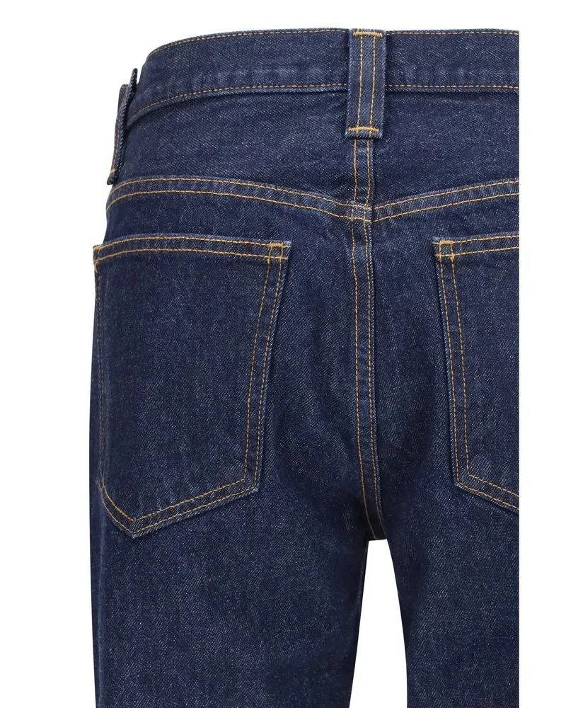 KHAITE Women's Blue Cotton Straight-Leg Jeans Clothing Navy