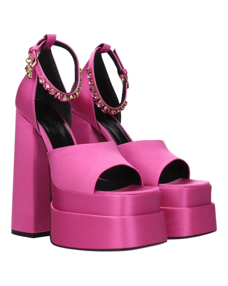 Versace Women's Pink Satin Platform Sandals Pink