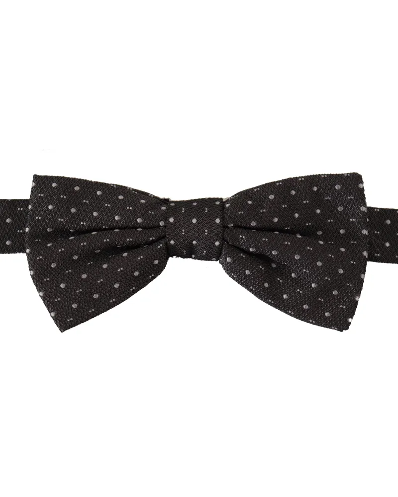 Dolce & Gabbana Men's Gray Polka Dot Silk Neck Papillon Tie Black Black