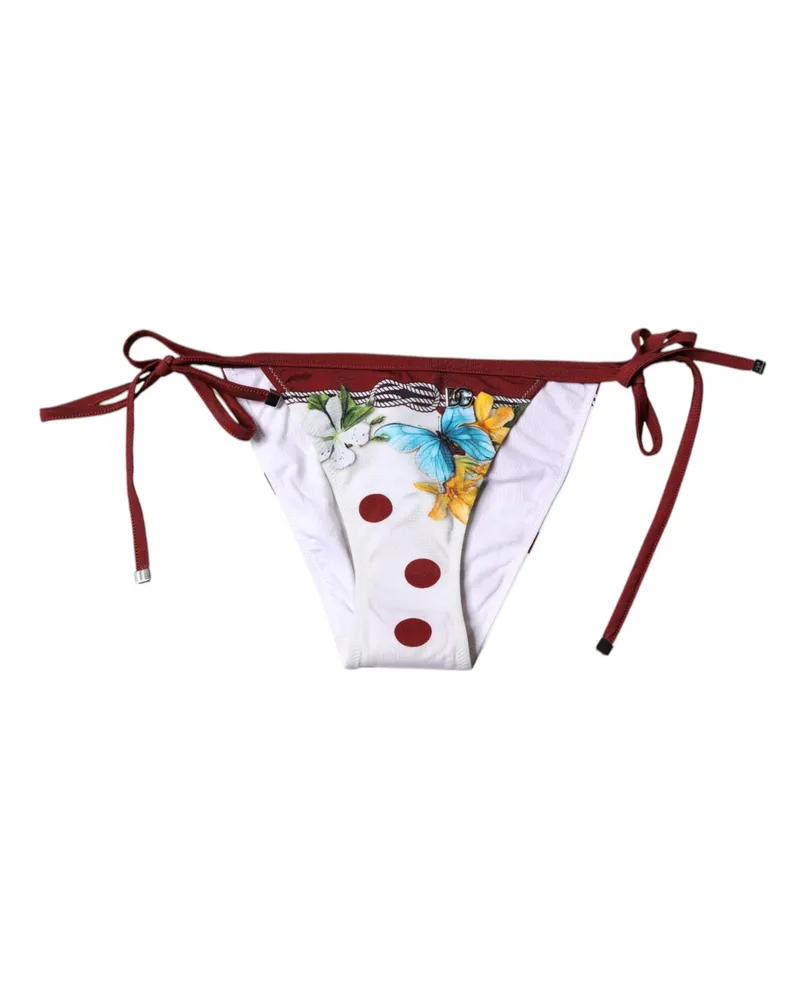 Dolce & Gabbana Women White Floral Print Swimsuit Bikini Bottom Swimwear Nylon Elastane Clothing White