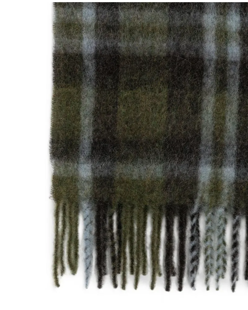 Closed Check Alpaca-Wool Blend Scarf — Green Green