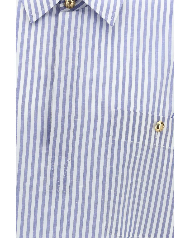 Valentino Garavani Men's Short-Sleeve Shirt White-Navy Cotton White/navy White