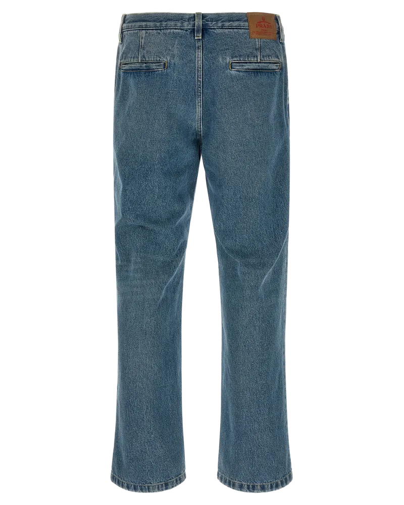 Prada Stone-Washed Cotton Jeans — Blue Blue