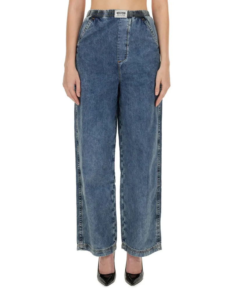 Moschino Wide Leg Denim Jeans — Blue Blue