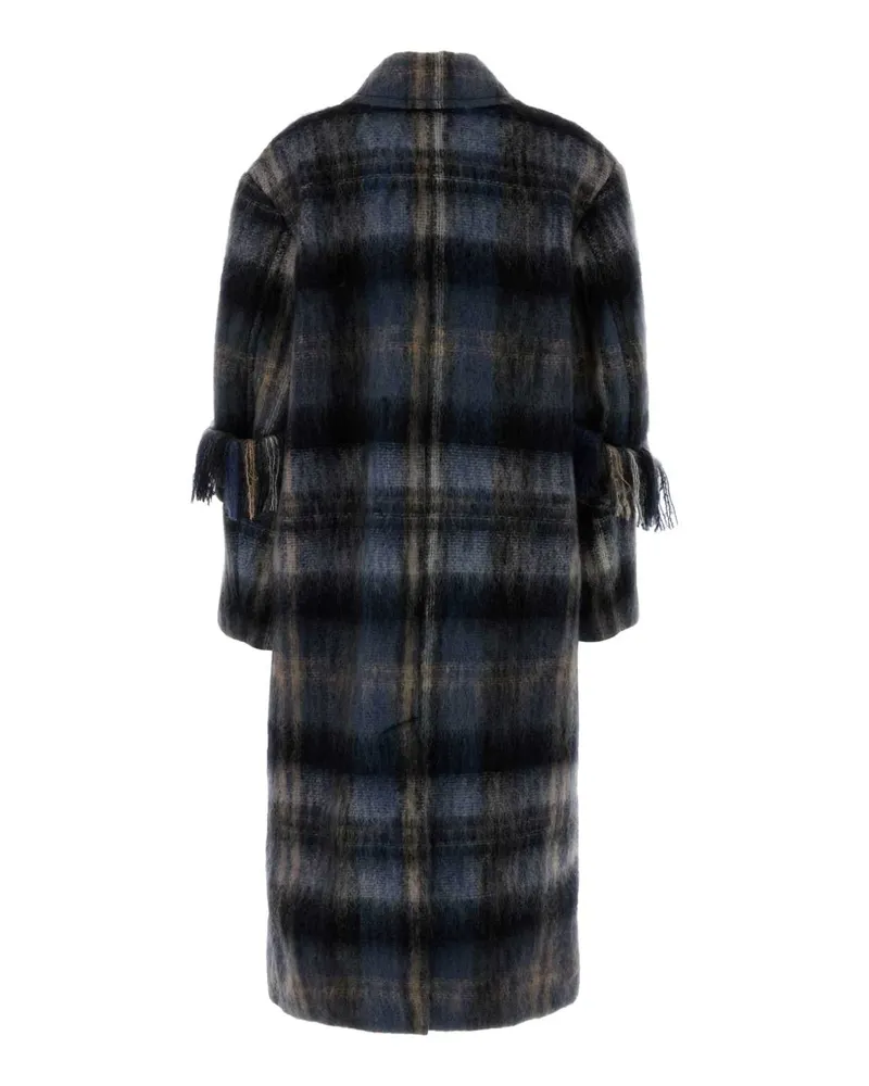 Loewe Women's Embroidered Mohair Blend Coat Blue-Multicolor Cappotti Blue/multicolor Navy
