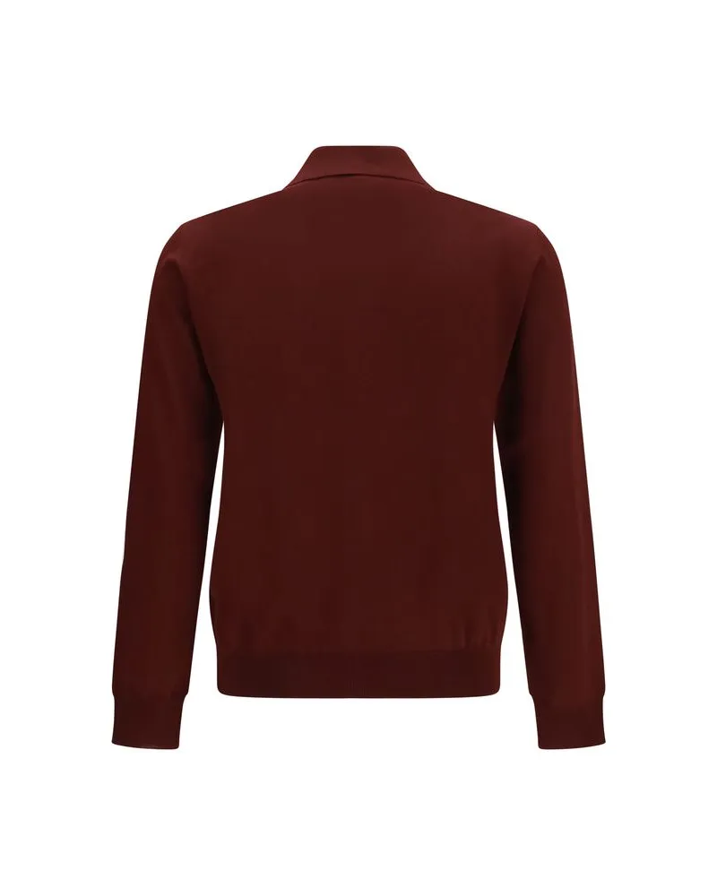 Valentino Garavani Men's Bordeaux Wool Oves Aries Polo Shirt Bordeaux