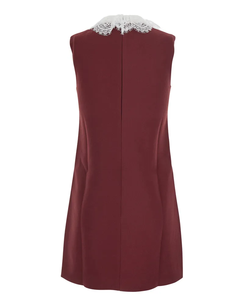 Self-Portrait Women's Mini Dress Bordeaux Crepe Burgundy Polyester Burgundy