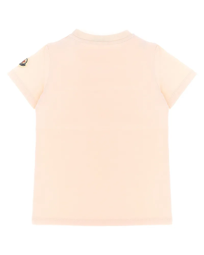 Moncler Logo-Embroidered T-shirt — Peach Peach
