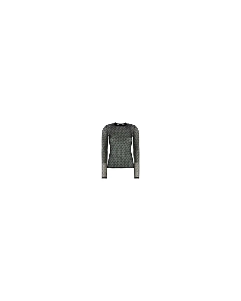 Gucci Women Black Mesh Top Exterior: Nylon Elastane T-Shirt T-shirts And Polos Black