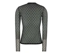 Women Logo-Jacquard Mesh T-Shirt Black Nylon Elastane