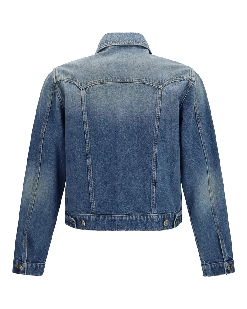 Versace Men's Stonewashed Denim Jacket Medium Blue Cotton Blue