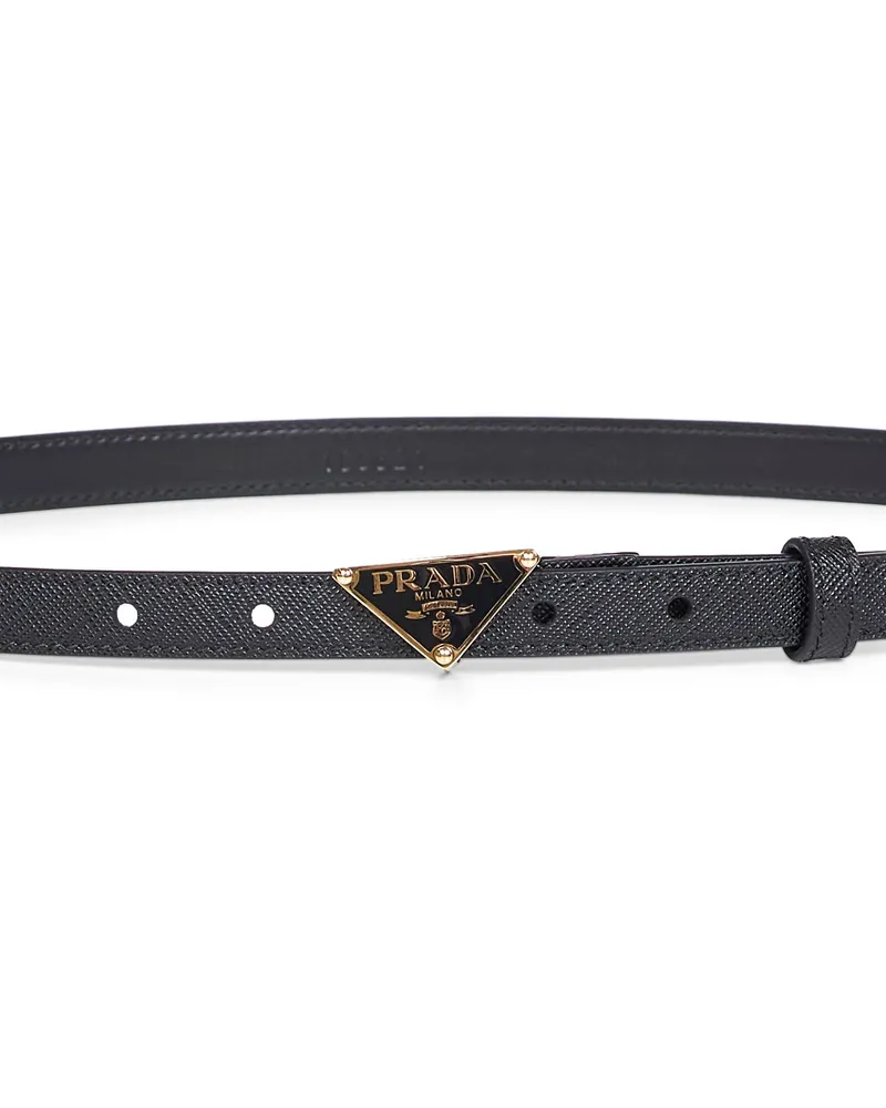 Prada Women's Leather Belt Saffiano Black Calf Black
