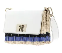 Women's Shoulder Bag White Wicker Leather