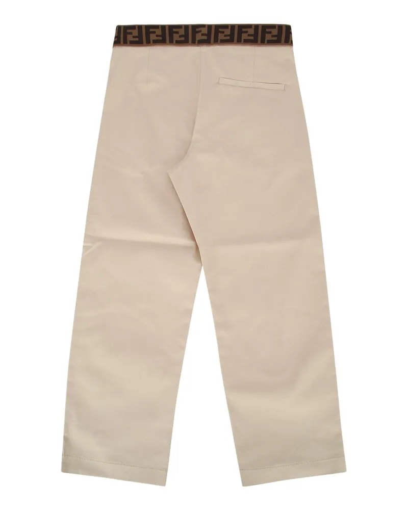 Fendi Boys' Pantalone Eavy Gabardine Linen 97co Pantaloni Trousers Beige