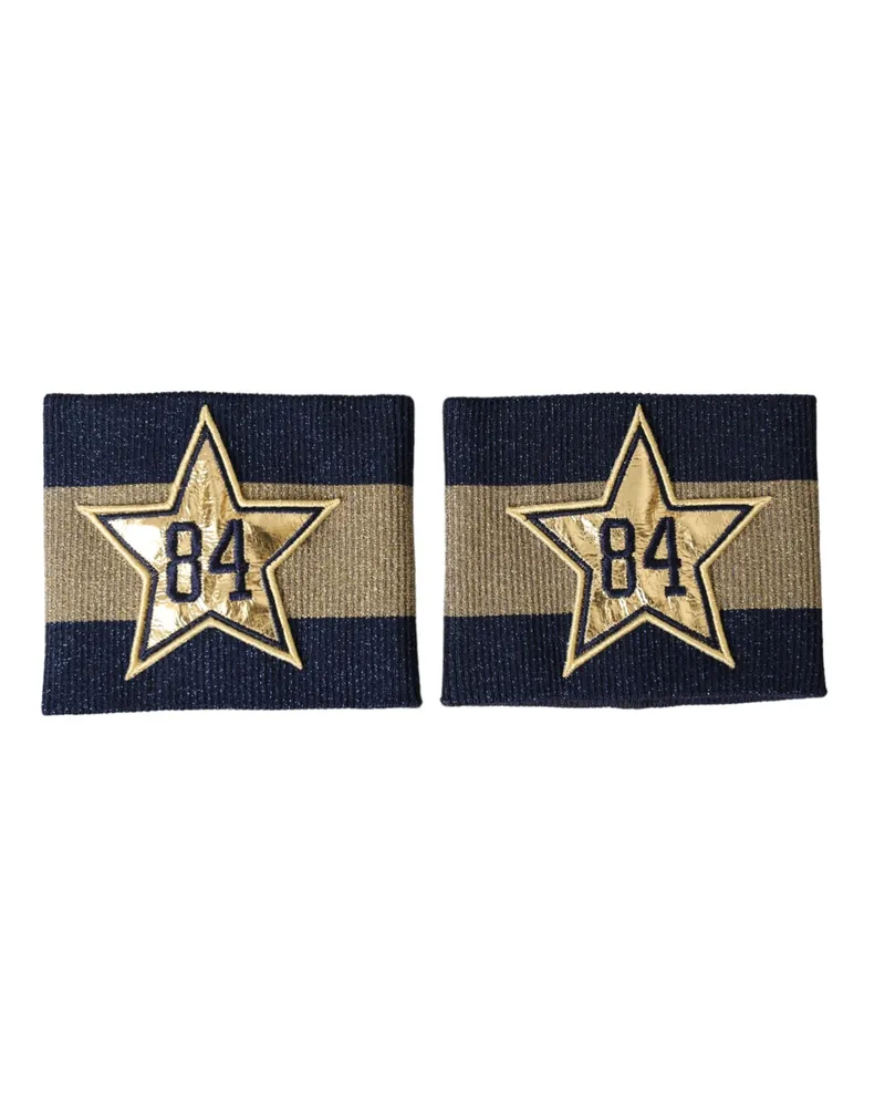 Dolce & Gabbana Men's Black Gold Logo Star 84 Viscose Wristband Polyester Film Fiber Accessory Navy