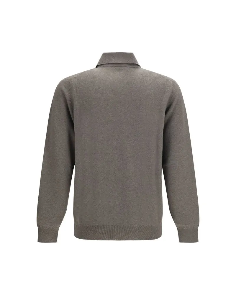 Brunello Cucinelli Cashmere Knit Polo Shirt — Brown Brown