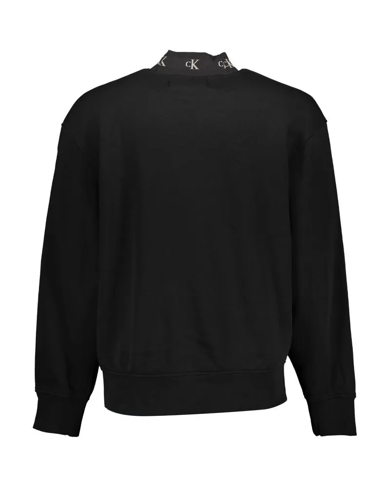 Calvin Klein Logo-Embroidered Cotton Sweatshirt — Black Black