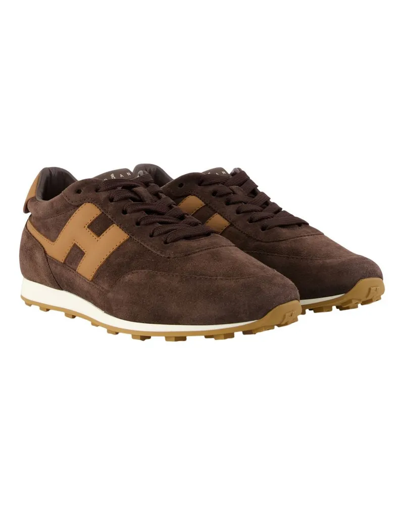 Hogan Men's H699 Allacciato H Sneakers -  Leather Brown Calfskin Shoes Brown