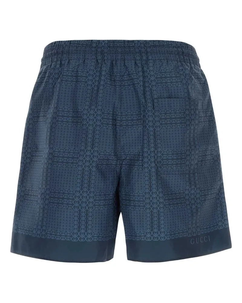 Gucci Men's Printed Polyester Swimming Shorts Blunavybluroyal Costumi Da Bagno Blue