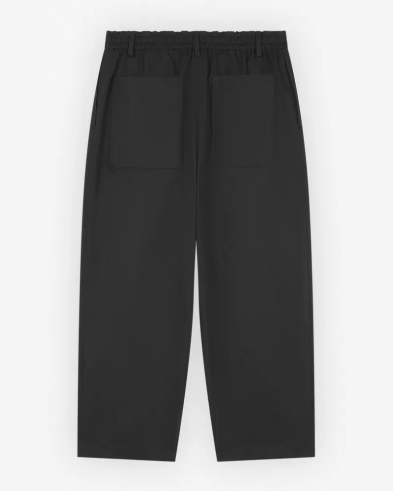 Kitsuné Cropped Pleated Cotton Gabardine Trousers — Black Black
