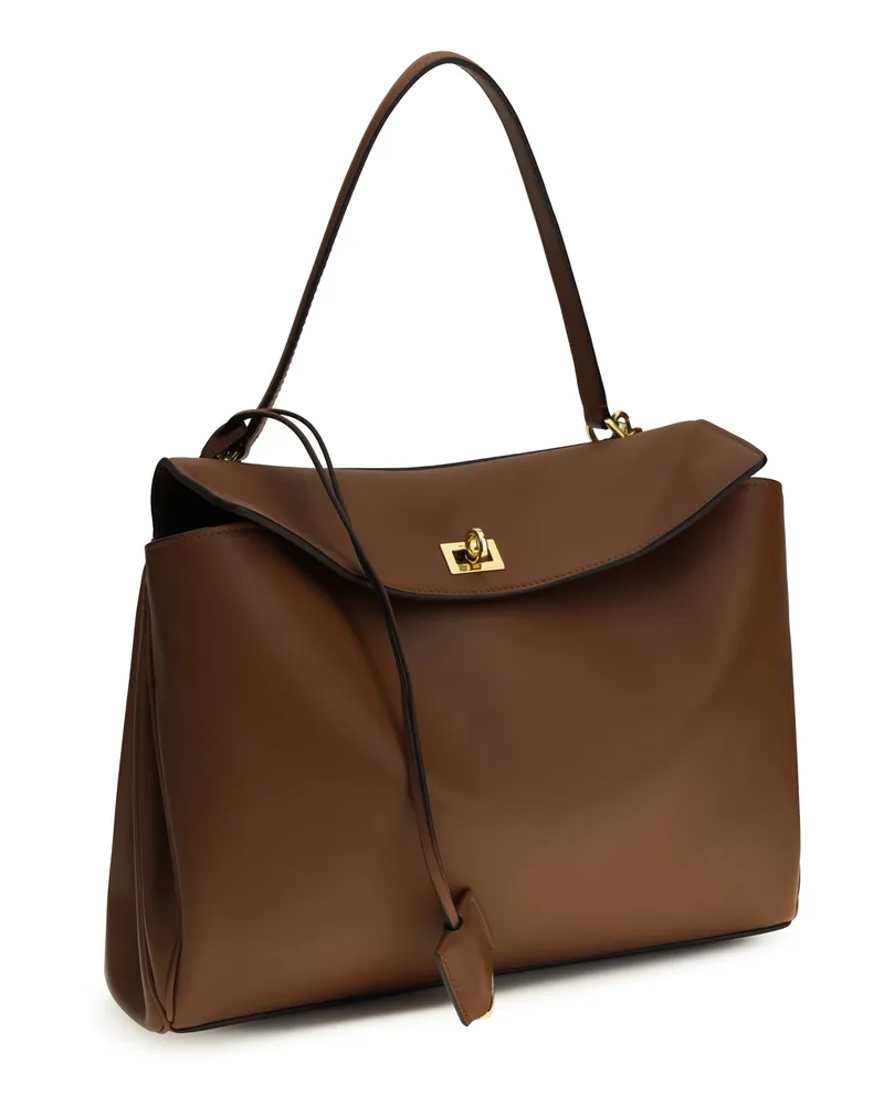 Balenciaga Women's Rodeo Top Handle New Tan Calf Leather Bos Taurus Shoulder Bags Brown