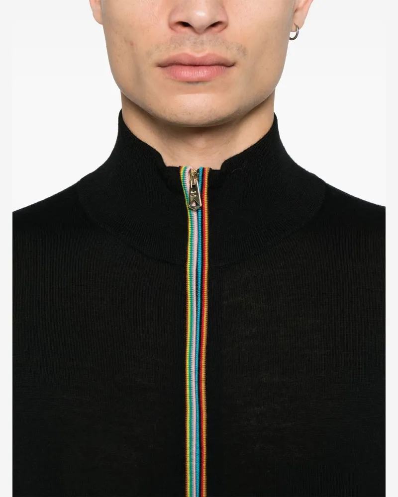 Paul Smith Signature Stripe Wool Cardigan — Black Black