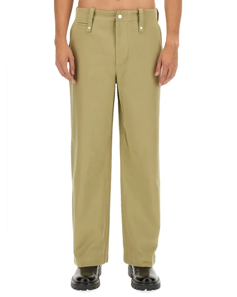 Burberry Satin Cotton Trousers — Beige Beige