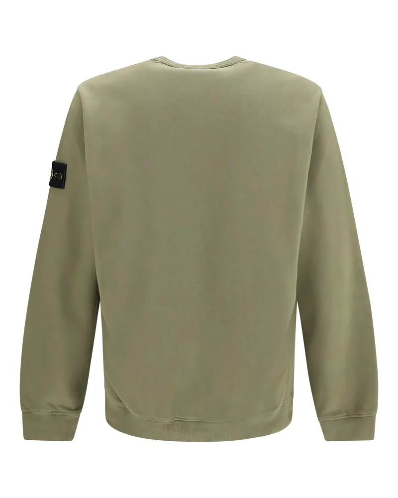 Stone Island Men's Crewneck Cotton Sweatshirt Military Green Sweatshirts Sweater Green