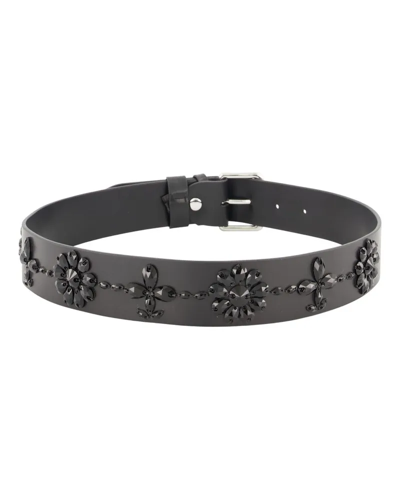 Simone Rocha Embroidered Calfskin Belt — Black Black