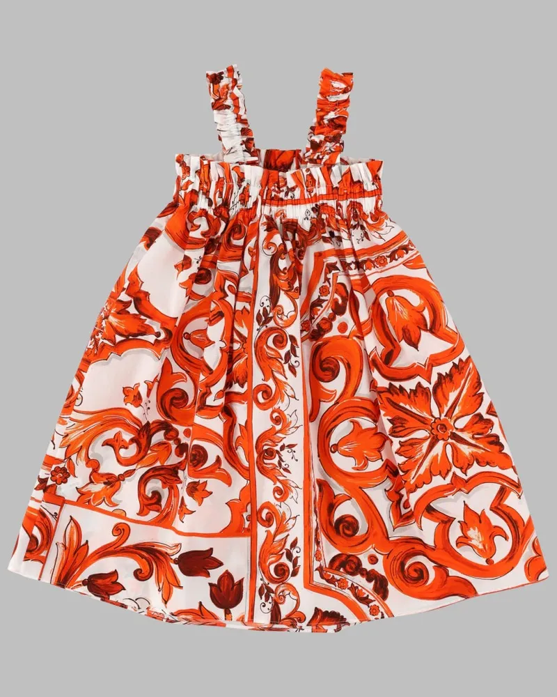 Dolce & Gabbana Cotton Sleeveless Dress — Orange Orange