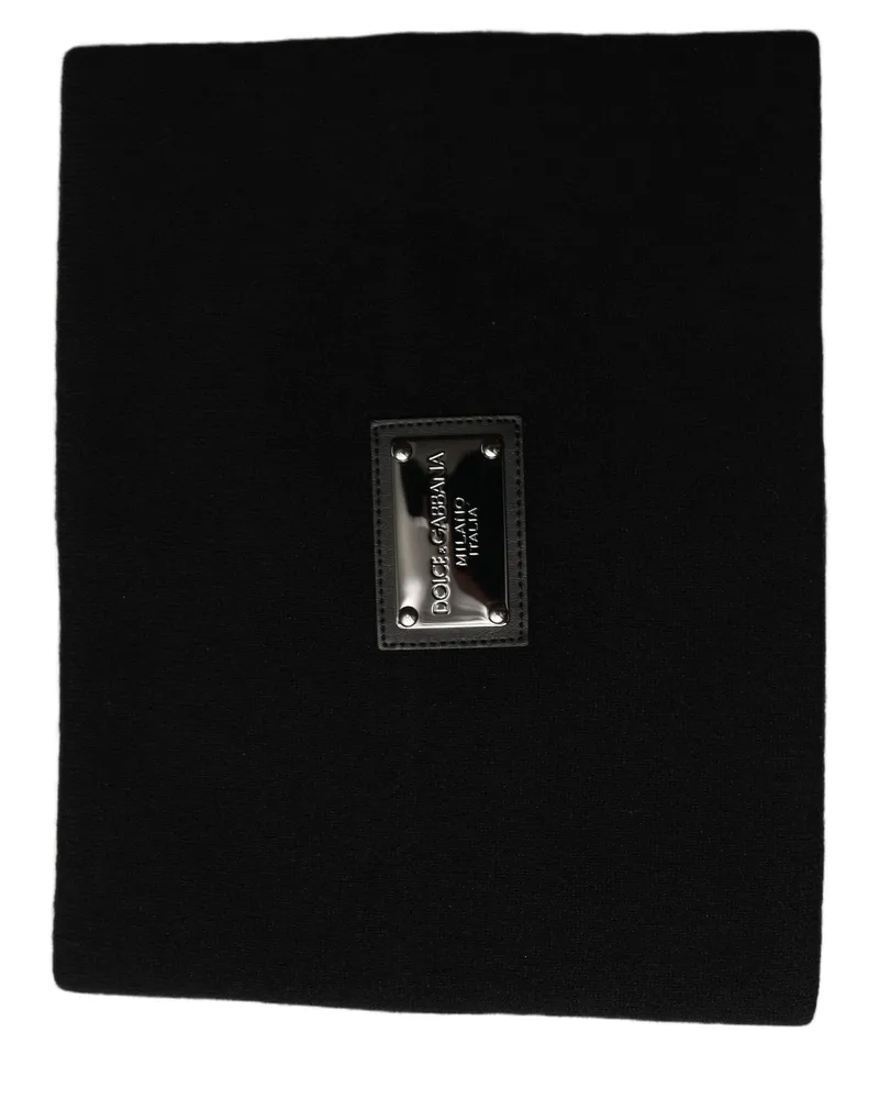 Dolce & Gabbana Logo Plaque Cashmere Scarf — Black Black