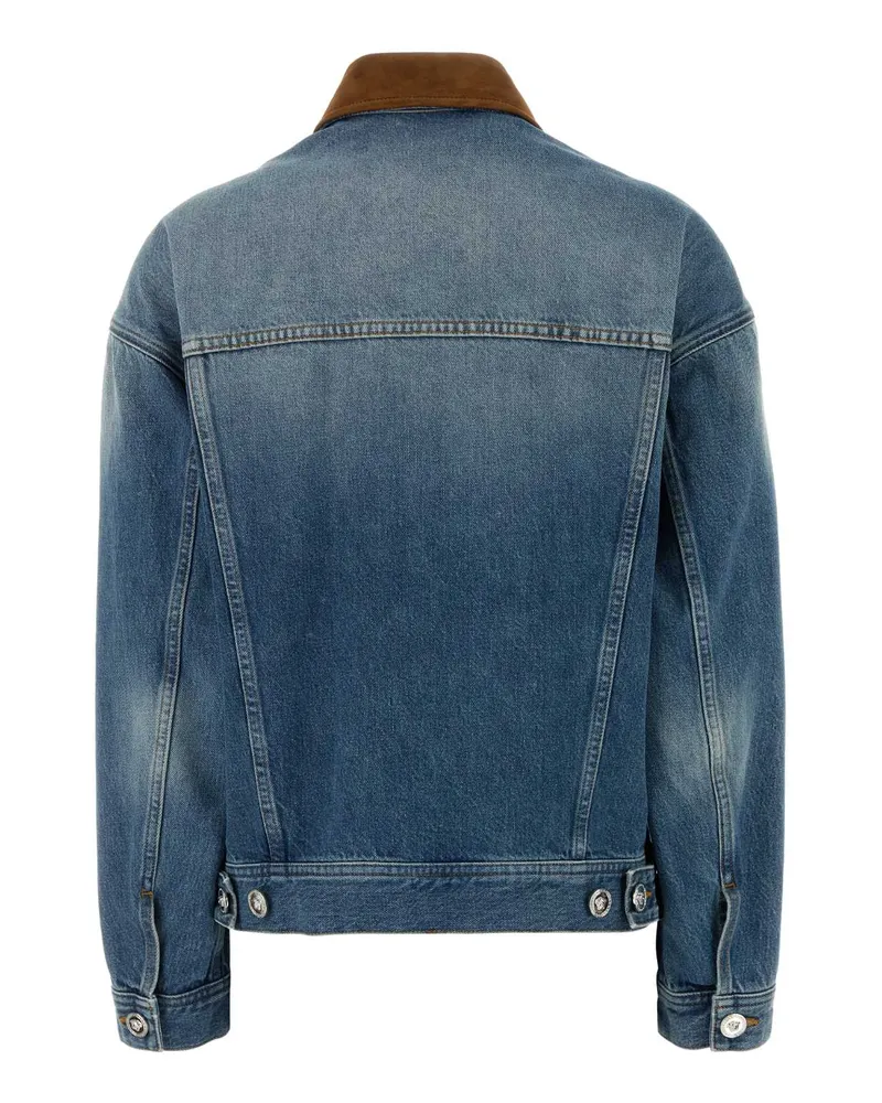 Versace Women's Denim Jacket Mediumblue Exterior: Cotton Giubbini Blue