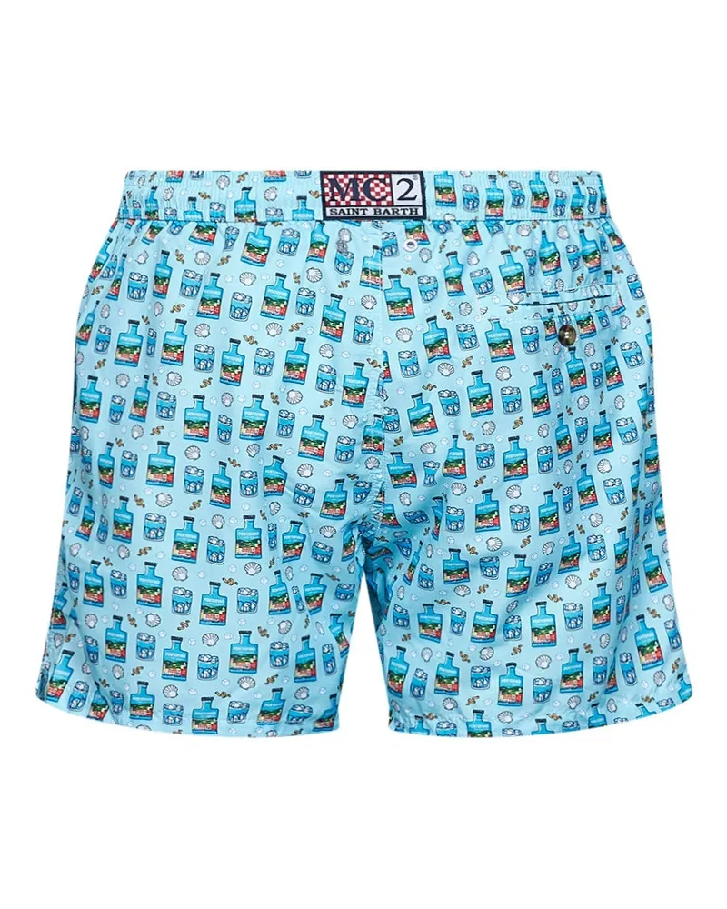MC2 Saint Barth Men Swim Shorts Lighting Portofino Gin Light Blue Polyester Beachwear Sea Clothing Blue
