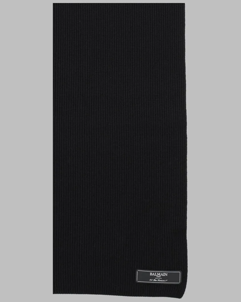 Balmain Merino Wool Scarf — Black Black