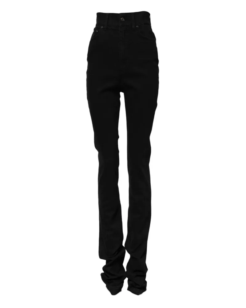 Dolce & Gabbana Women Black Cotton High Waist Skinny Denim Jeans Clothing Black