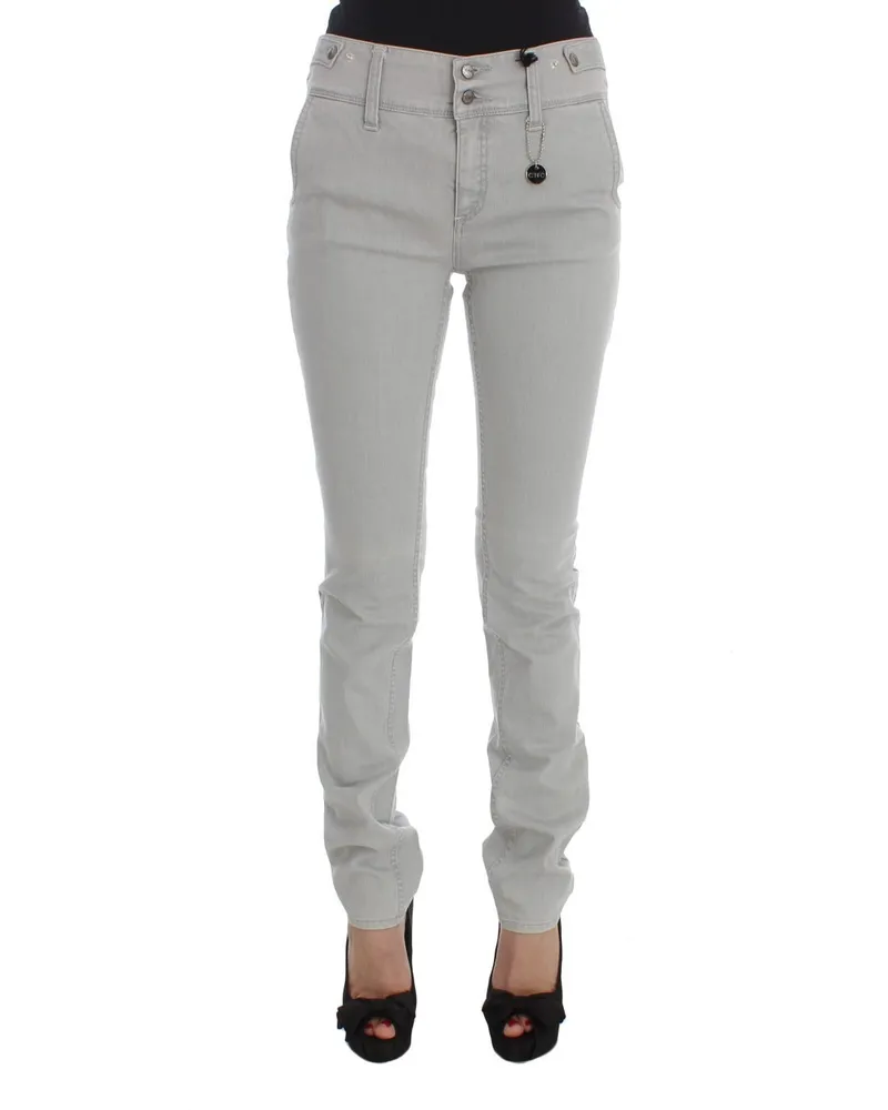 CoSTUME NATIONAL Women's Pants Gray Cotton Blend Super Slim Fit Jeans Gray