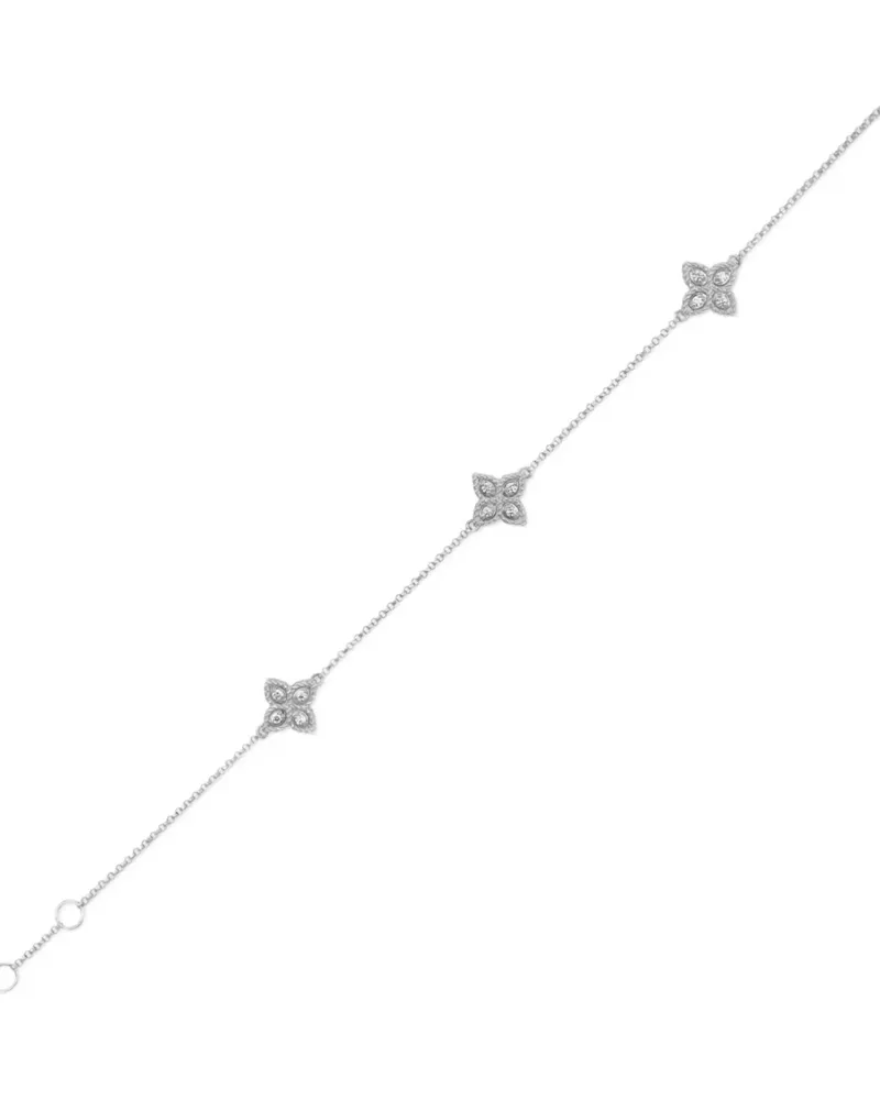 Roberto Coin Women's 18kt White Gold Princess Flower Diamond Bracelet Continuty Silver