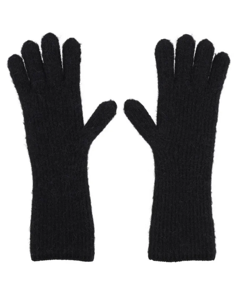 Jacquemus Logo Alpaca Wool Gloves — Black Black