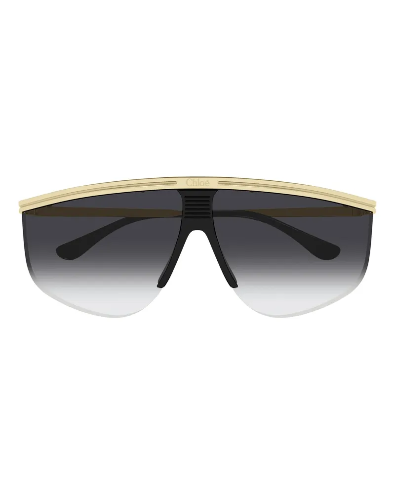 Chloé CH0415S-001 Gradient Lens Mask Sunglasses — Gold Gold