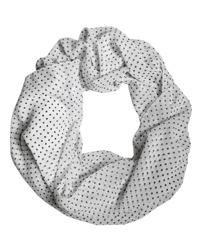 Dolce & Gabbana Women's White Polka Dots Polyester Wrap Shawl Scarf White